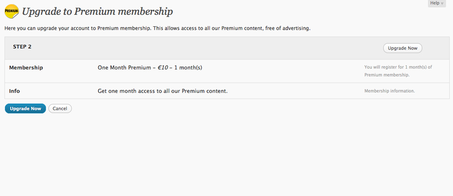 WP Premium Members + Pre Advertisements admin